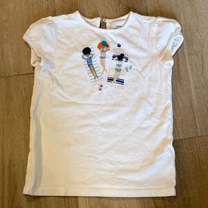Janie and Jack White Tee with Beach Graphic